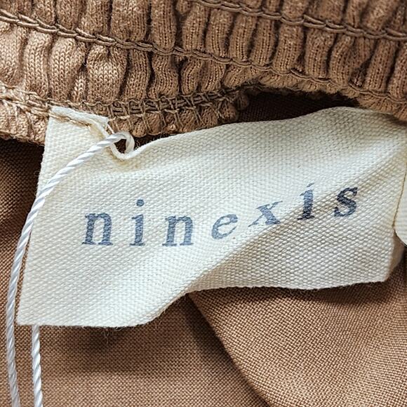 NEW Ninexis Skirt Womens L Tan Camel Smocked Waistband Side Slit Maxi Stretch - Picture 5 of 10
